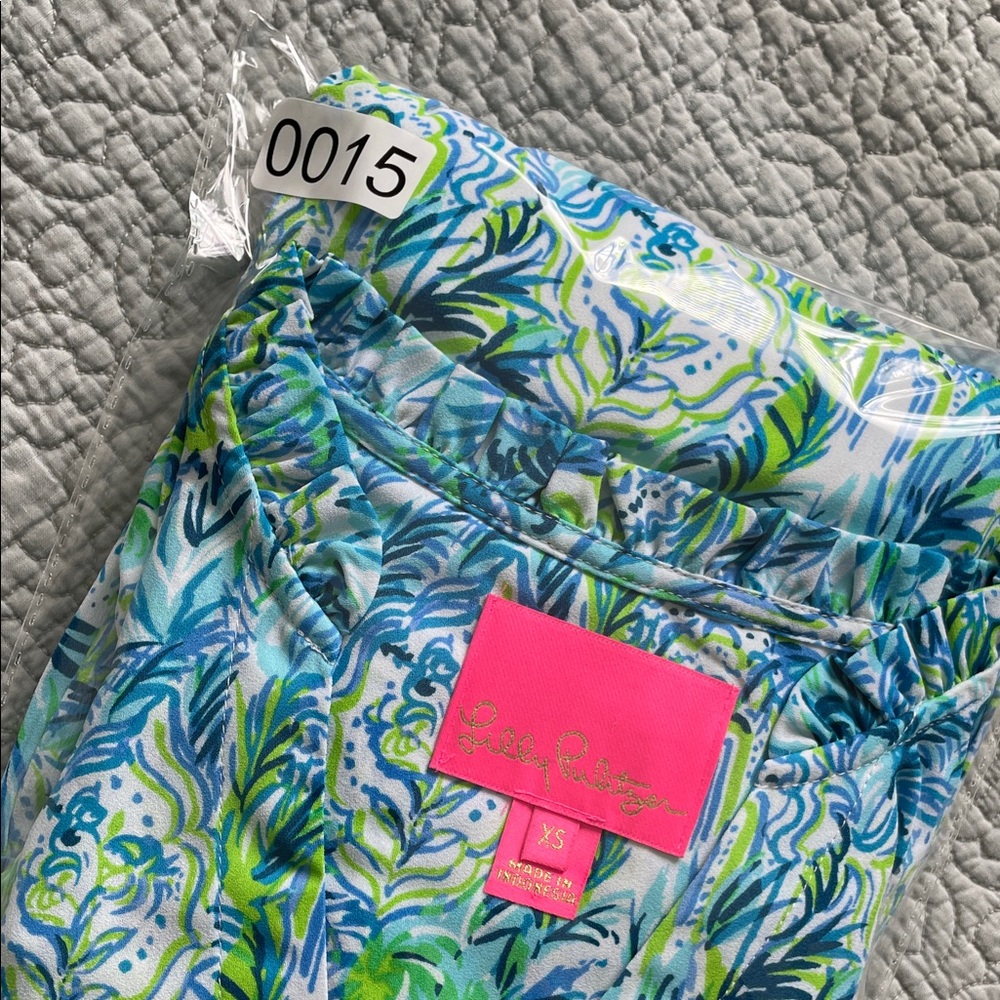 Lilly Pulitzer Blue & Green Tiered Long-Sleeve Dress XS Kelsie Resort - Picture 10 of 10